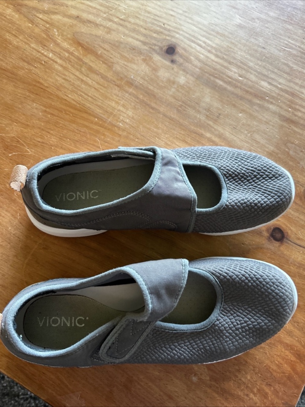 Vionic Women’s Gray Mary Jane Slip-On Sneakers with Hook Strap